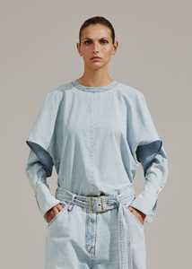 Womens Clothing: DARKPARK // Paris Chambray Shirt Cuff Long Sleeve / Bleach Baby Blue