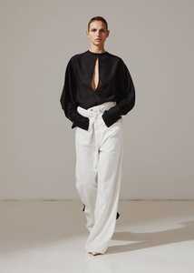 DARKPARK // Ines Fold Over Tencel Denim Trousers / Washed White