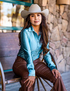 Cowgirl Tuff Morning Mist Satin Pullover Shirt