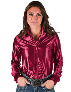 Cowgirl Tuff Sangria Red Stretch Pullover Shirt