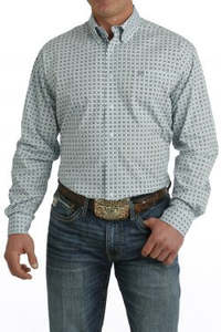 Mens Jeans And Clothing: Cinch Men's Light Blue Print Shirt