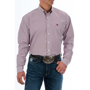Mens Jeans And Clothing: Men's Cinch Shirt - Burgundy Stripe