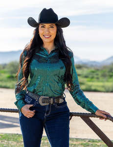Cowgirl Tuff: Cowgirl Tuff Emerald Sequin Pullover Shirt