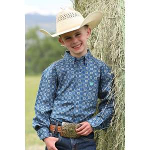 Kids Jeans And Clothing: Cinch Boys Blue Print Shirt