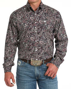 Mens Jeans And Clothing: Cinch Burgundy Paisley Mens Shirt