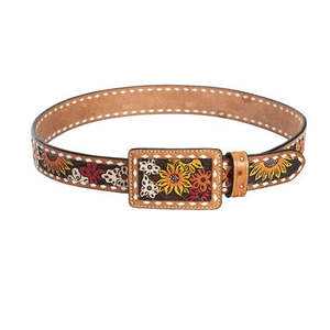 Womens Jeans And Clothing: Fort Worth Painted Flower Leather Belt
