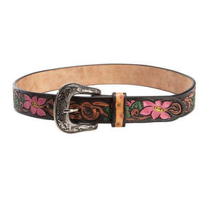 Fort Worth Tooled Belt - Cactus Flowers