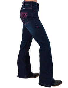 Products: Cowgirl Tuff Pink Bootstitch Jeans