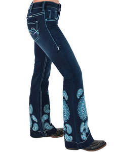 Products: Cowgirl Tuff Turquoise Paisley Bling Jeans