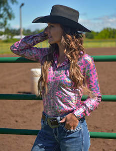 Black Friday Sale: Cowgirl Tuff Pink Leopard Foil Pullover Shirt