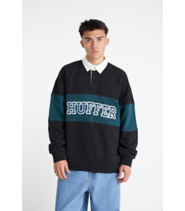 Huffer Mens Grand Rugby Crew - Black