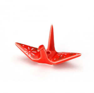 KOSAIDO Japanese incense -  crane incense holder, vermilion red