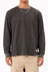 Rollas Mens: Trade Waffle LS Tee - Charcoal