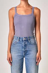 Womens Tees: Frenchie Rib Singlet - Slate