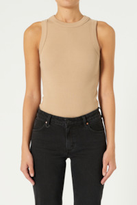 Womens Tees: Jonesy Singlet - Biscuit
