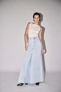 Womens Skirts: Rework Maxi Skirt - Light Bleach