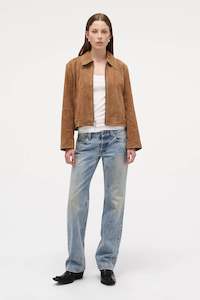 Suede Zip Jacket - Tan