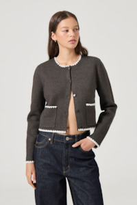 Womens Knits: Parker Cardigan - Grey Marle