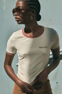 Rollas Womens: Classic Ringer Tee - Cream