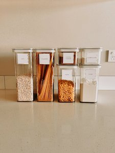 Household Storage Containers: 6 SQUARE PANTRY STORAGE CONTAINER SET
