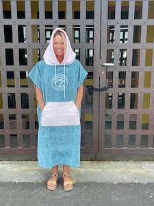 Ponchos: Seventhwave Adults Poncho - Storm Blue and Pale Pink - Unisex