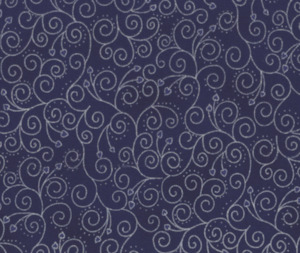 Quilting Fabrics: We Love Christmas - Scroll - Blue/Silver - 100% Cotton - 10cm Increments