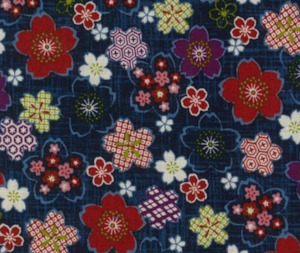 Quilting Fbabric: Appi Japanese Navy - 100% Cotton 10cm Increments