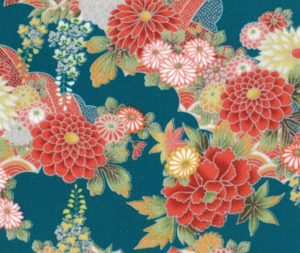 Quilting Fabric: Lotte Japanese Teal - 100% Cotton 10 cm Increments