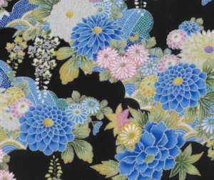 Quilting Fbabric: Lotte Japanese Black 100% Cotton 10 cm Increments