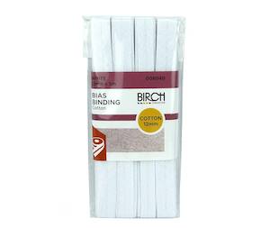 New Accessories: Birch Cotton Bias Binding 12mm x 5mt - White