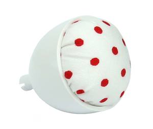 New Accessories: Janome Machine Pin Cushion - White with Red Dots