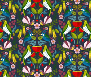 Folk Tails Birds 100% Cotton - 10cm Increments