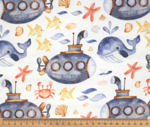 Whale of a Time 100% Cotton Fabric - 10cm Increments
