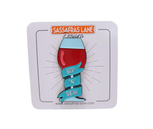 Sip 'N' Sew Wine Enamel Pin