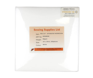 Cutaway Spunbond White - 250 Piece Pack 19cm x 19cm