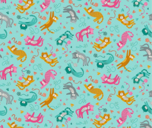 Essential Fabric: Whiskers Playful 100% Cotton - 10cm Increments