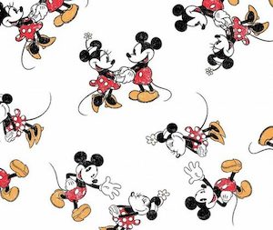 Disney Fabrics: Mickey & Minnie 100% Cotton Fabric - 1/2 Metre