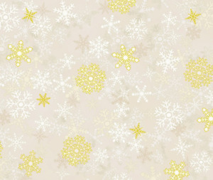Stof Christmas - Snowflakes - Cream/Gold 0.1m