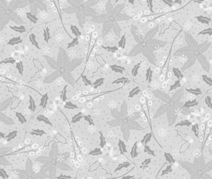 Christmas: Stof Christmas - Poinsettia and Holly - Grey/Silver