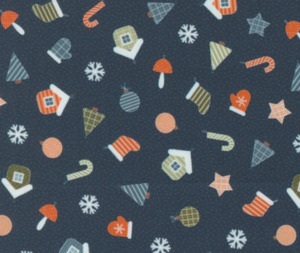 Christmas Fabric: Handmade Ornaments Midnight - 0.1m 100% Cotton Fabric