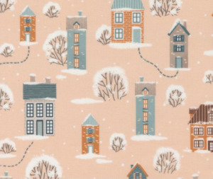 Snowy Town Bubblegum - 0.1m 100% Cotton Fabric