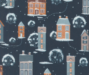 Snowy Town Midnight - 0.1m 100% Cotton Fabric