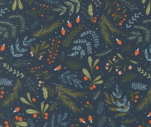 Holly and Pine Midnight - 0.1m 100% Cotton Fabric