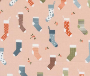 Christmas Fabric: Sweet Stockings Bubblegum - 0.1m 100% Cotton Fabric