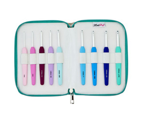 Knitting: Knitpro Waves Soft Handle Aluminium Crochet Hooks Set - Teal