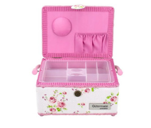 Bags And Cases: Gutermann Small Basket Roses Design - Pink