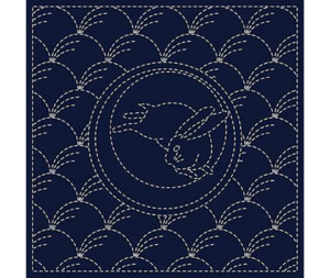 Sashiko Embroidery: Sashiko Square - Tsuki-Ni-Usagi