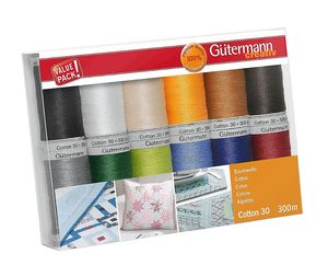 20 Off Selected Gutermann Threads: Gutermann Cotton 30 Sewing Thread Set Col.1 12PK