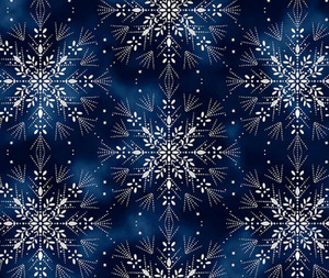 Christmas: Big Snow Flakes Midnight/Silver - 0.1m