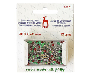 Essential Accessories: Pony Glass Head Pins 30 x 0.60mm